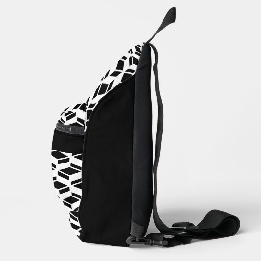 Modernes Wiederholmuster Schwarz-weiß Crossbody Bag (Rechts)