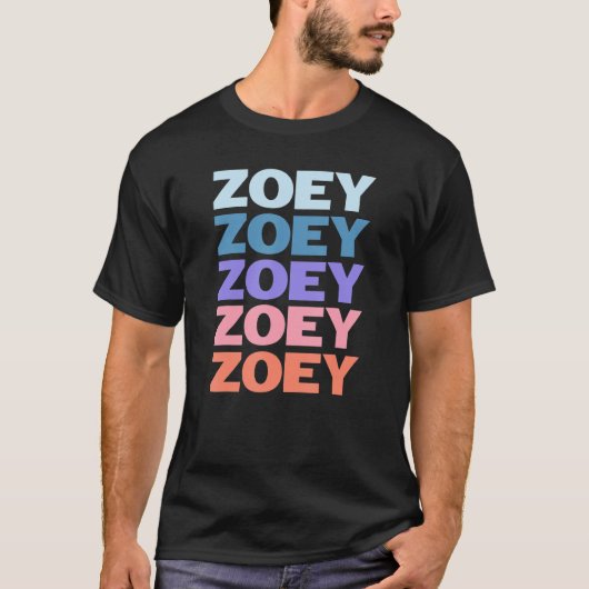 Modernes, wiederholtes Textzoey T-Shirt (Vorderseite)