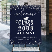 Modernes Wiedersehen Welcome Navy Blue Silver
