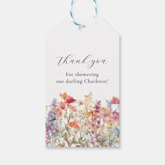 Modernes, Wildblume Brautparty Willkommen Geschenkanhänger (Rückseite)