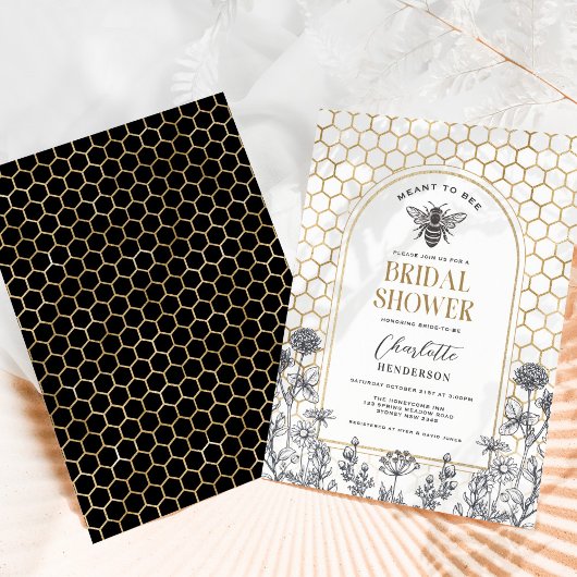 Modernes Wildblume Honey Bee Brautparty Einladung
