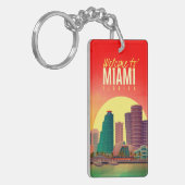 Modernes Willkommen bei Miami Florida Travel Schlüsselanhänger (Vorderseite links)