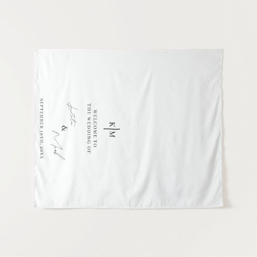 Modernes Willkommen bei unserem Hochzeitstisch-Run Wandteppich (Vorderseite (Horizontal))