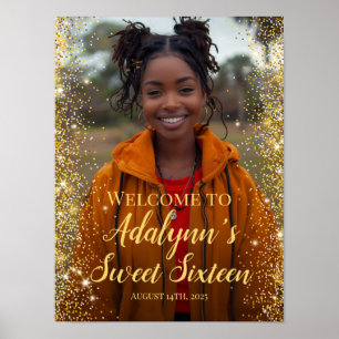 Modernes Willkommensschild mit süßen 16 Party Foto Poster