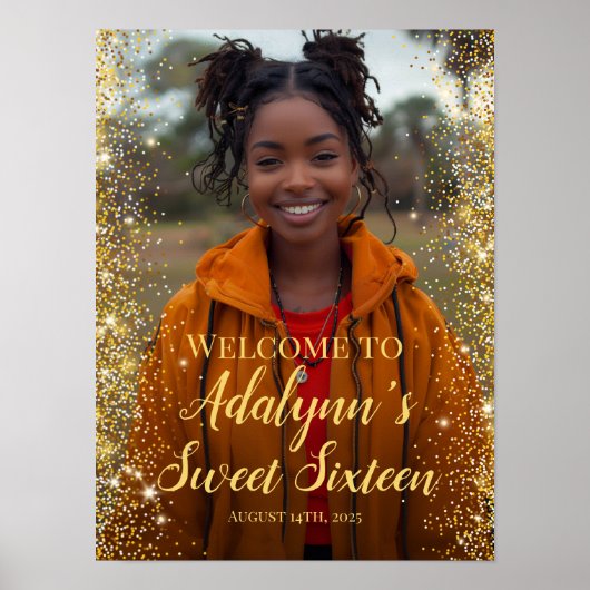 Modernes Willkommensschild mit süßen 16 Party Foto Poster (Vorne)