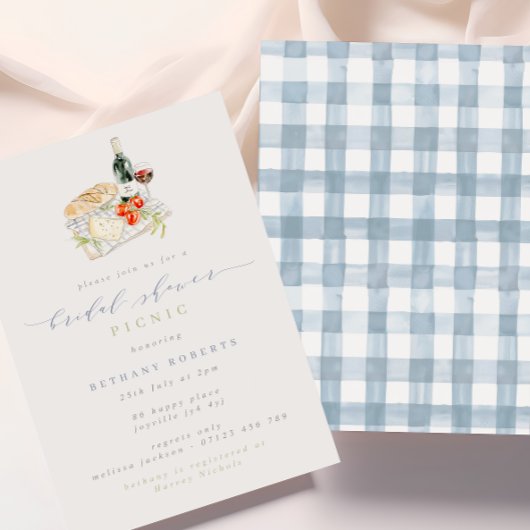 Modernes Wine & Käse Brautparty Picnic Einladung