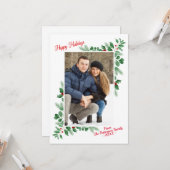 Modernes Winter Foliage Happy Holidays Foto Karte (Vorderseite/Rückseite Beispiel)