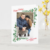 Modernes Winter Foliage Happy Holidays Foto Karte (Gelbe Blume)