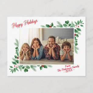 Modernes Winter Foliage Happy Holidays Foto Postkarte