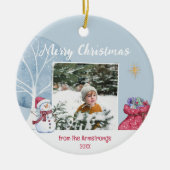 Modernes Winter Foto FamilienIllustration Weihnach Keramik Ornament (Vorne)