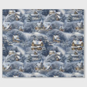 Modernes Winterdorf Weißes Weihnachtsfest Geschenkpapier (Flach)