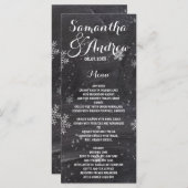 Modernes Winterschneeflocken-Kalkboard Hochzeitsme Menükarte (Vorne/Hinten)