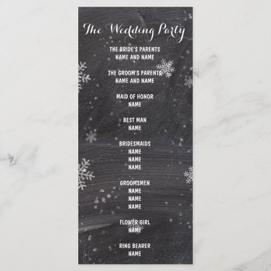 Modernes Winterschneeflockenprogramm Programm (Rückseite)