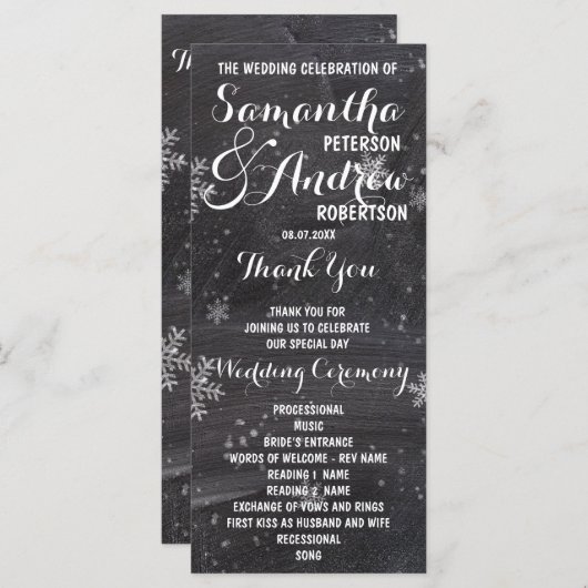 Modernes Winterschneeflockenprogramm Programm (Vorne/Hinten)