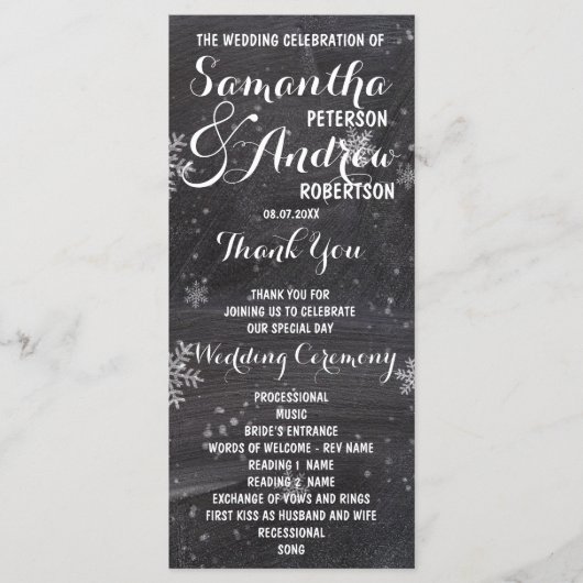 Modernes Winterschneeflockenprogramm Programm (Vorderseite)