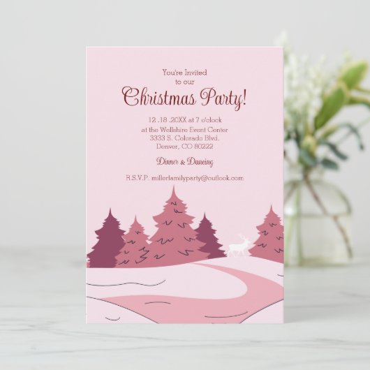 Modernes Winterwald Weihnachts-Party Einladung (Stehend Vorderseite)