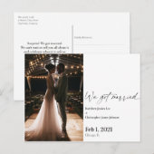 Modernes Wir got verheiratete Überraschungsankündi Postkarte (Vorne/Hinten)