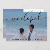 Modernes wir haben White Script Wedding Foto Ankündigung (Vorne/Hinten)