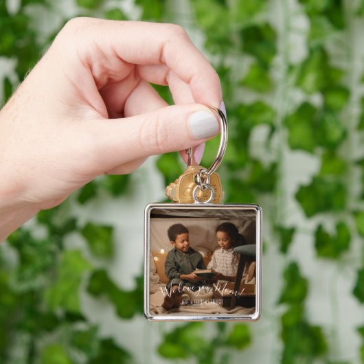 Modernes Wir Liebe Sie Mama Foto Schlüsselanhänger (Hand)
