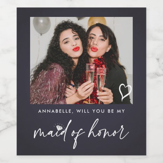 Modernes wirst du mein Foto der Trauzeugin sein Weinetikett (Einzelnes Label)