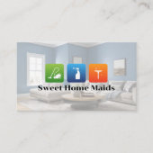 Modernes Wohnzimmer | Icons reinigen Visitenkarte (Vorderseite)