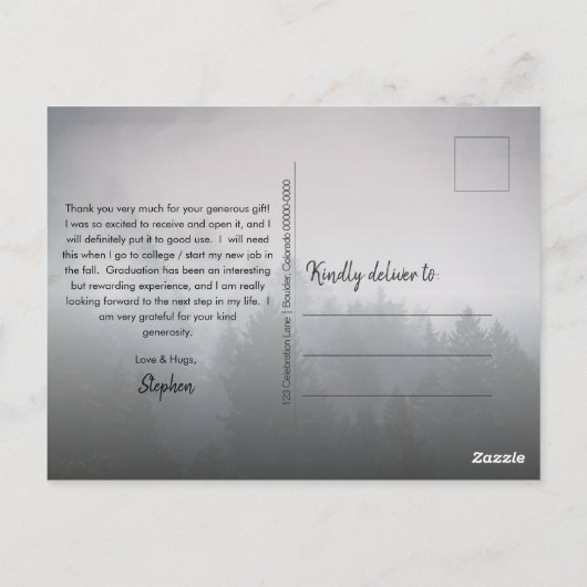 Modernes Woodsy Rustikal | Foto Vielen Dank Postkarte (Rückseite)