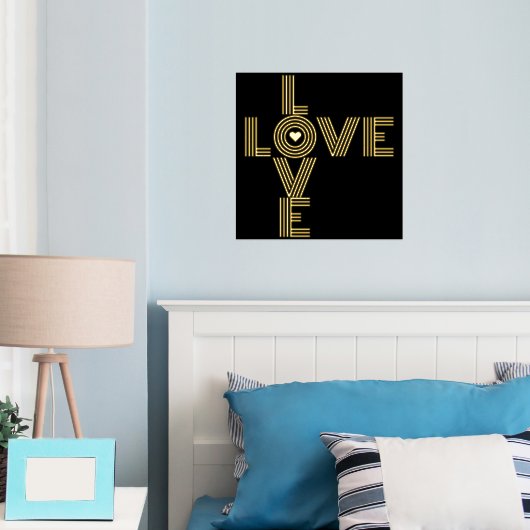 Modernes Wort "LIEBE" und Herzschwarz Foliendrucke (In Situ (Schlafzimmer))
