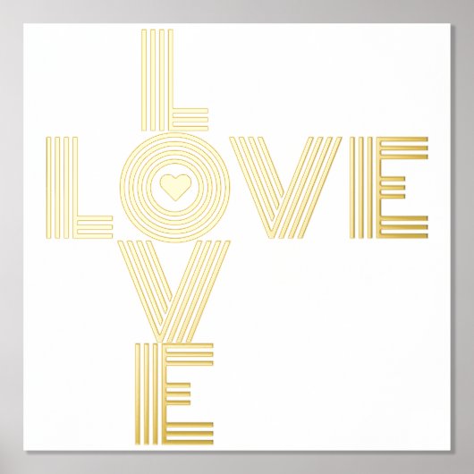 Modernes Wort "LIEBE" und Herzweiß Foliendrucke (Vorderseite)