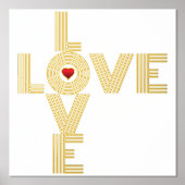 Modernes Wort "LIEBE" und rotes Herzrot Foliendrucke (Vorderseite)