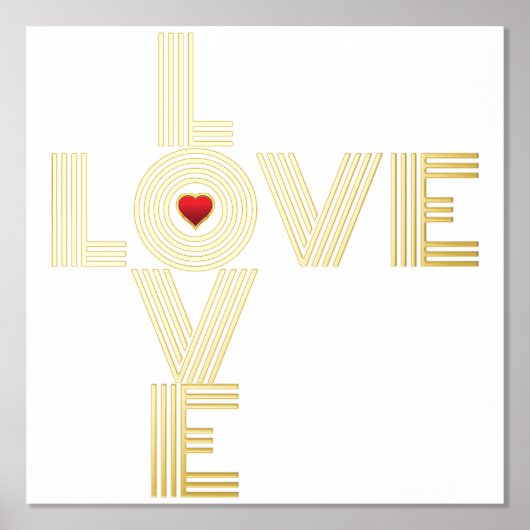 Modernes Wort "LIEBE" und rotes Herzrot Foliendrucke (Vorderseite)