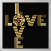 Modernes Wort "LIEBE" und Schwarz des roten Herzen Foliendrucke (Vorderseite)