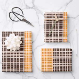 Modernes Woven-Minimal-70er-Muster aus dem Mittela Geschenkpapier Set