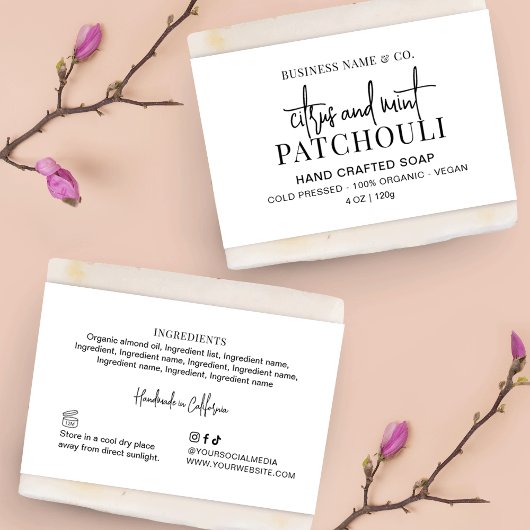 Modernes Wrap-Label für schwarze und weiße Seife