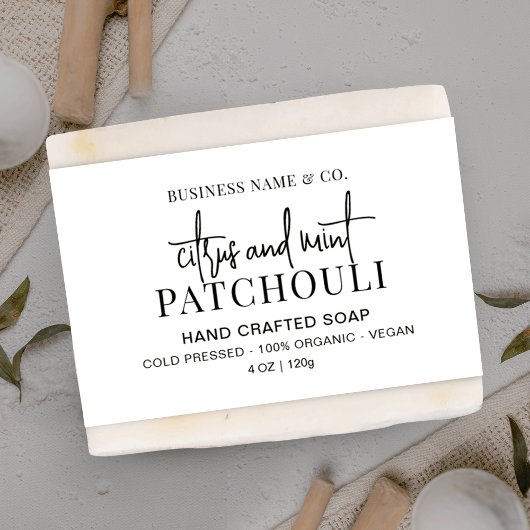 Modernes Wrap-Label für schwarze und weiße Seife