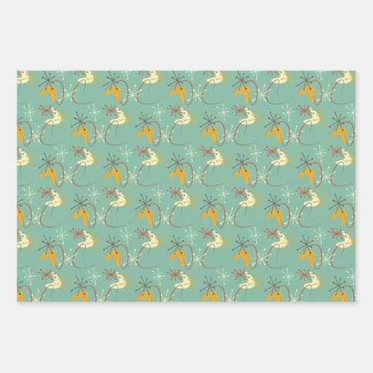 Modernes Wrapping Paper - Retro der 50er Jahre Geschenkpapier Set (Vorderseite)