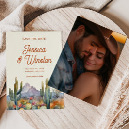 Modernes Wüstenkaktus-Foto Save the Date Einladung