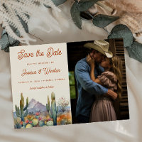 Modernes Wüstenkaktus-Foto Save the Date