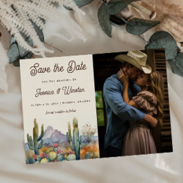 Modernes Wüstenkaktus-Foto Save the Date Postkarte