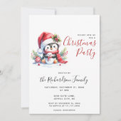 Modernes Xmas Party Niedlich Pinguin Weihnachten Einladung (Vorderseite)