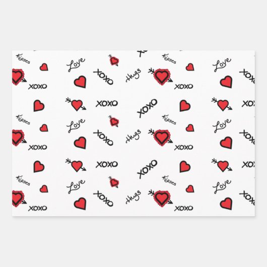 Modernes XoXo-Design Geschenkpapier Set (Vorderseite)