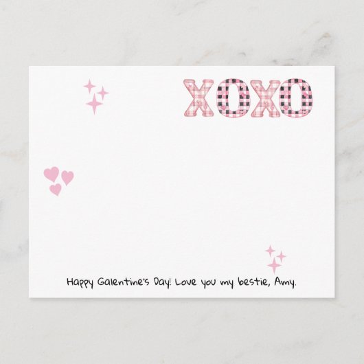 Modernes XOXO Galentine's Day Custom Foto & Text P Postkarte (Vorderseite)
