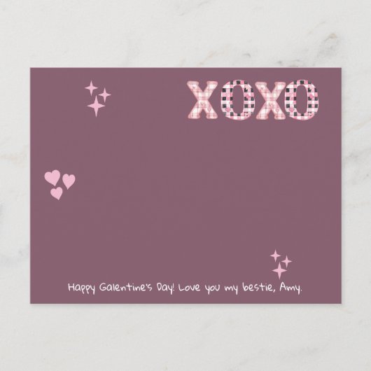 Modernes XOXO Galentine's Day Custom Foto & Text P Postkarte (Vorderseite)