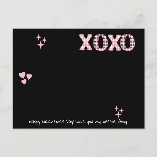 Modernes XOXO Galentine's Day Custom Foto & Text P Postkarte (Vorderseite)