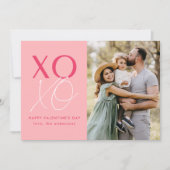 Modernes XOXO Rosa Valentinstag Foto Feiertagskarte (Vorderseite)