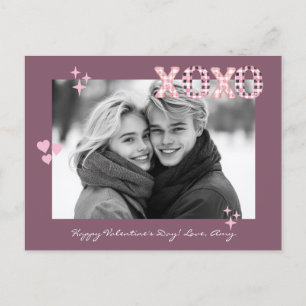 Modernes XOXO Valentine's Day Custom Foto & Text P Postkarte
