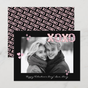 Modernes XOXO Valentine's Day Custom Foto & Text P Postkarte