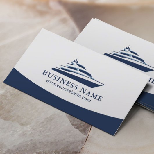 Modernes Yacht Logo Navy Blue Beruflich Boote Visitenkarte