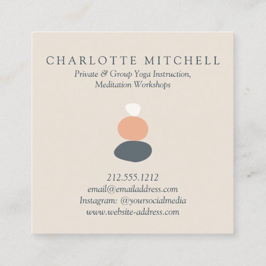 Modernes Yoga mit Abstrakten Zen-Steinen Quadratische Visitenkarte (Rückseite)