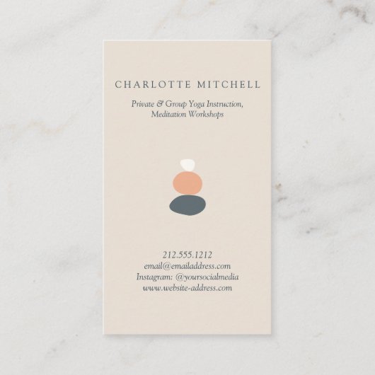 Modernes Yoga mit Abstrakten Zen-Steinen Visitenkarte (Rückseite)