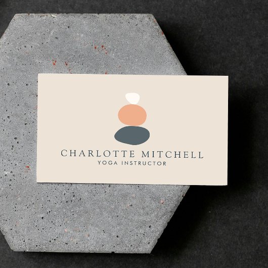 Modernes Yoga mit Abstrakten Zen-Steinen Visitenkarte